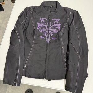 NexGen Motorcycle Jacket Womens XL Black Purple Excellent Tribal Mesh Biker
